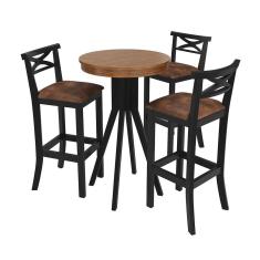 Conjunto Mesa Bistrô com 3 Banquetas Preto Valência
