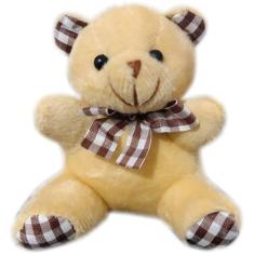 Urso Ursinho De Pelucia Chaveiro Com Laço Xadrez Cesta Lembrancinha - 10cm