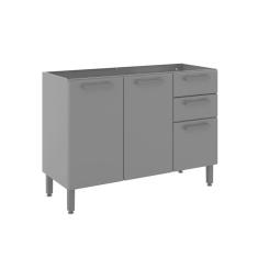 Balcão de Cozinha em Aço Bertolini Estilo 3 Portas 2 Gavetas Grafite