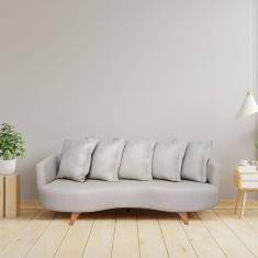 Sofá 2 Lugares 220cm Capri Bege /Pé Imbuia