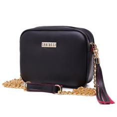 Bolsa Feminina Preto Mini Bag Alça Corrente Quadrada Elegante Santucci