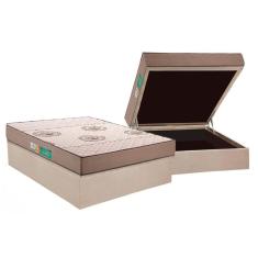 Cama Box Baú Casal: Colchão Espuma D33 Polar Pérola + Base CRC Suede Clean(138x188)