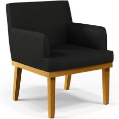 Poltrona Decorativa Para Sala de Estar Base Mel Beatriz W01 Corano Preto - Lyam Decor