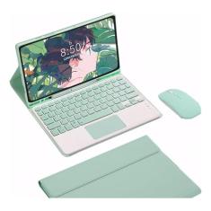 Capa Para Tablet, Capa + Mouse e Teclado Magnético Bluetooth Destacável Para Samsung Tab A7 T500/T505 10.4 (Verde Claro, Teclado de toque)