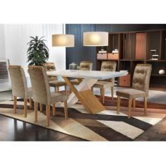Conjunto Sala de Jantar Com 6 Cadeiras Imperatriz Rufato, Off White / 