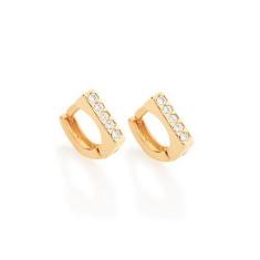 Brinco Rommanel Banhado Ouro Argola Reta Com Zircônias Adulto / Infant