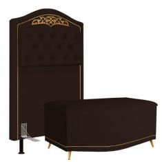 Cabeceira Cama Box Solteiro 90cm Com Calçadeira Baú Imperial J02 Coran