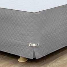 Saia Box c/ Pingente Casal 40cm Altura Matelassê Cama Box - Dryka Enxo