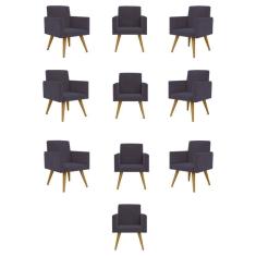 Kit 10 Cadeiras Poltronas Decorativa - Escritório - Recepção Cor:cinza