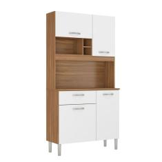 Armário Cozinha Compacta Pequena C/ Balcão 4 Portas 1 Gaveta 4 Pés Malta