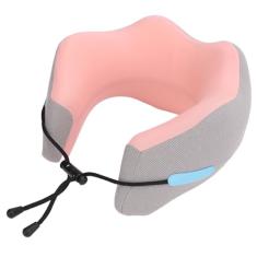 Travesseiro de Viagem Em Forma de u de Espuma de Memória, Almofada de Apoio de Pescoço Com Trava de Cordão Ajustável para Assento de Trem de ônibus de Carro de Avião (M)