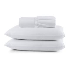 Jogo Lençol King 400 Fios 3 Peças Ponto Palito Com Elástico Ideal Para