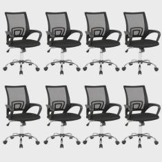 Kit 8 Cadeiras para Escritório com Rodízios Manchester