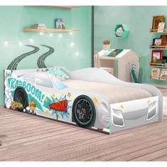 Cama Carro Vrooom Branco Solteiro