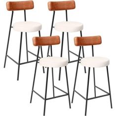 Kit 04 Banquetas Baixa Cozinha Sala Jantar Milão L02 material sintétic