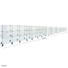 Balcão de Atendimento Modulado em Vidro com Rodízios - 8,50 x 1,00 x 0,40