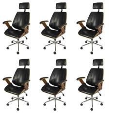 Kit 6 Cadeiras para Escritorio Presidente Bergen 3331 Preto