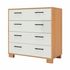 Cômoda Reta com 4 Gavetas Dalla Costa - Freijó/Off White