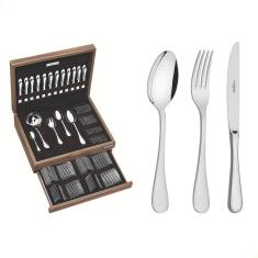 Faqueiro Tramontina Classic Em Aço Inox Com Estojo de Madeira 101 Peças 66928215