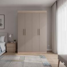 Guarda-Roupa Casal Bartira Ville 4 Portas de Bater 2 Gavetas Internas MDP - 134cm de Largura