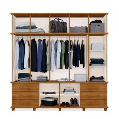 Guarda Roupa Closet Nancy 10 Portas 12 Gavetas MDF Off White-Malbec Luapa Móveis