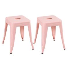 Kit 2 Banquetas Baixas 45 Cm Rosa Antigo