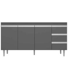 Balcão Gabinete De Pia 160Cm 3 Portas 3 Gavetas Preto