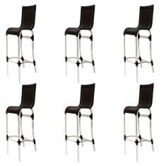 Conjunto de 6 Banquetas JL em Alumínio para Balcão, Cozinha, Edícula Trama