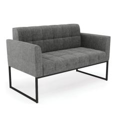 Sofá Namoradeira Elisa Linho Grafite A26 Base Metálica Industrial Preto - D`rossi