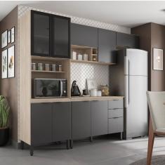 Cozinha Completa Firenze 04 Peças 10 Portas E 02 Gavetas Demóbile Avena Touch/grafito