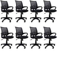 Kit 8 Cadeiras de Escritório Giratória Office Santiago Preto