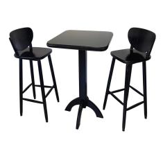 Conjunto Bistrô Mesa Quadrada Alta 2 Banquetas Madeira Preto - VivaLigna