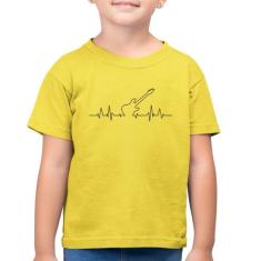 Camiseta Algodão Infantil Guitarra Batimentos Cardíacos - Foca na Moda