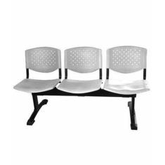 Cadeira em longarina 3 lugares Linha Polipropileno Atenas Cinza - Desi