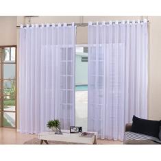 Cortina De Varão Voil Branco Sala Ou Quarto 4,00x2,30 Ilhós Cromado