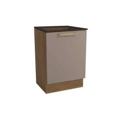 Balcão Cozinha p/Cooktop Botanic M629 top 1 Porta c/Tampo 60cm Nogueira/Fendi/Preto Brilho - Kappesberg