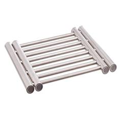 Generic Descanso de Panela Retrátil 2 em 1 em Aço Inox Prata - 20cm x 22cm (Fechado), 20cm x 37cm (Aberto) - Para Cozinha, Restaurantes