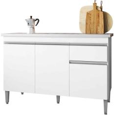 Balcão de Pia 120 cm Talita 3 Portas 1 Gaveta Branco