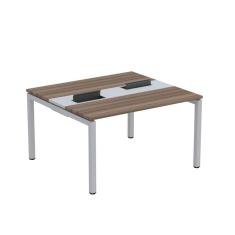 Mesa Plataforma Dupla com Pé de Aço para Coworking 130x120 Pdc13/12/2p Walnut/Cinza