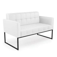 Sofá Namoradeira Elisa material sintético Branco Base Metálica Industr