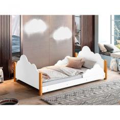 Cama Infantil Com Grade De Proteção Branco Com 2 Luminárias