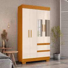 Guarda-Roupa De Solteiro Argentina Com Espelho 4 Portas Linhamobília