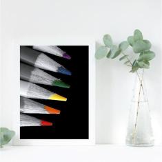 Quadro Decorativo Fotografia Lápis Coloridos 45X34Cm