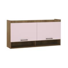 Armário Aéreo Maleiro Modulado 165cm 2 Portas Basculantes Paris Luciane Móveis Avelã Pf Com Rosa Pf