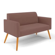 Sofá Namoradeira Pés Palito Castanho Marisa Veludo D03 - D\'rossi Cor Rose