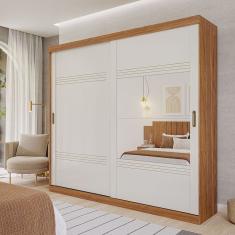 Guarda-Roupa Casal 2 Portas de Correr 2 Espelhos 243cm 100% MDF Marsala Espresso Móveis