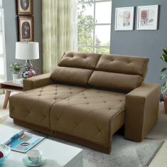 Sofá Retrátil Reclinável Belga 2.00m Suede Velut Bege Molas no Assento