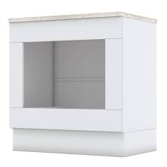Balcão Forno De Embutir 80cm Americana Branco Com Tampo Cooktop Calcare - Móveis Henn Branco-calcare