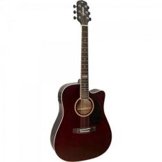 Violão Eletroacustico Dreadnought Folk Cutaway Aco Gf-1d Ceq Translucent Dark Wine Giannini