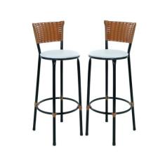 Kit 2 Bancos Banquetas Para Bistrô Sofisticadas Com Encosto E Assento 